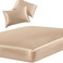 SiinvdaBZX 3Piece Set Satin Queen Fitted Sheet 2 Pillowcase Beige Silky Soft Fitted Bottom Sheet Wrinkle Free Fade Resistant Deep Pocket Bed Sheet Deep Up to 15