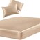 SiinvdaBZX 3Piece Set Satin Queen Fitted Sheet 2 Pillowcase Beige Silky Soft Fitted Bottom Sheet Wrinkle Free Fade Resistant Deep Pocket Bed Sheet Deep Up to 15