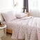 KACEMOO Full Sheet Set 4PC Printed Pink Flower Pattern Double Bed Luxury Cooling Soft 100 Microfiber Brushed Sheets with 17 Deep Pocket Easy Care Breathable Wrinkle Free Machine Washable Bedding