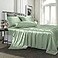 TREELY 6 Piece Satin Sheets Full Size Silky Smooth Sage Green Set With Deep Pocket Fitted Sheet Flat Sheet 4 Pillowcases