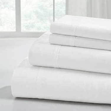 Modern Threads Soft Microfiber Solid Sheets Luxurious Microfiber Bed Sheets Includes Flat Sheet Fitted Sheet with Deep Pockets Pillowcases White Queen