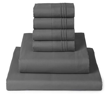 Mellanni Queen Sheet Set 6Piece Iconic Collection Bedding Including 4 Pillowcases 16Inch Deep Pocket Easy Care Extra Soft Cooling Sheets Brushed Microfiber Gray