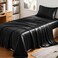 CozyLux Satin Sheets Twin XL Sheets Silky Soft Bedding Similar to Silk 3 Piece Extra Long Bedding Set for Hair and Skin Deep Pocket with AllAround Elastic Suitable for College Dorm Black