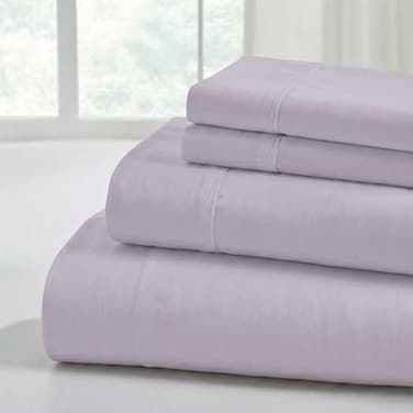 Modern Threads Soft Microfiber Solid Sheets Luxurious Microfiber Bed Sheets Includes Flat Sheet Fitted Sheet with Deep Pockets Pillowcases Lilac Marble Queen