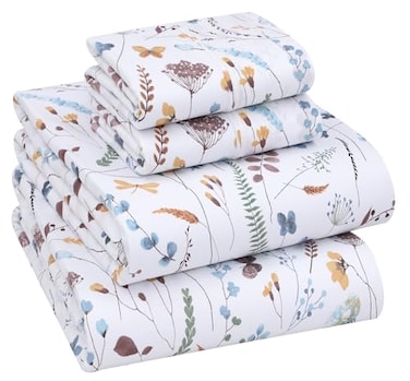 RUVANTI 100 Cotton Percale Sheets Queen Size Crisp Cooling Bed Sheets for Hot Sleepers Deep Pocket 16 Soft Breathable Durable HotelStyle 4 Piece Set Fern Class