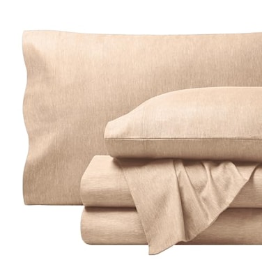 Bare Home Flannel Sheet Set Prints 100 Cotton Velvety Soft Heavyweight Double Brushed Flannel for Extra Softness Comfort Deep Pocket Bed Sheets King Heathered Oatmeal
