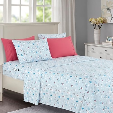 Elegant Comfort Luxury Soft Bed Sheets Holiday Pattern 1500 Premium Hotel Quality Microfiber Softness Wrinkle and Fade Resistant 6Piece Bedding Set Queen Silver Snowman