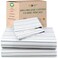 California Design Den King Bed Sheets Stripe 100 Organic Cotton Percale Sheets Deep Pocket King Sheets Pillowcase Set Blue Stripe