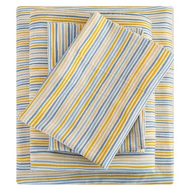 Mooreeke Striped Full Bed Sheets Deep Pocket 4 Piece Full Sheet Set Soft Microfiber Blue Yellow Pinstripe Bedding Sheets Pillowcases