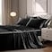 LuxClub 4 PC Sheet Set Bed Sheets Deep Pockets 18 Eco Friendly Wrinkle Free Cooling Machine Washable Hotel Bedding Silky Soft Black Queen