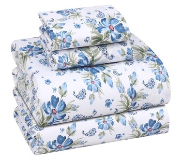 RUVANTI 100 Cotton Sheets Queen Size Set 4 Pieces Soft Breathable Percale Weave Bedding Deep Pocket 16 Hotel Standard Crisp Cool Feeling Durable Perfect Floral Bed Sheet Paislyona
