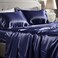 Bedsure Satin Sheets Queen Size 4 Piece Silky Bedsheets with Elastic Corner Straps and 15 Inches Deep Pocket Fitted Bedsheet1 Flat Sheet 2 Satin Pillowcases Good for Hair Skin Queen Navy