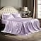 Bedsure Satin Sheets King Size 4 Piece Silky Bedsheets with 15 Inches Deep Pocket Fitted Bedsheet1 Flat Sheet 2 Satin Pillowcases Good for Hair Skin King Lavender