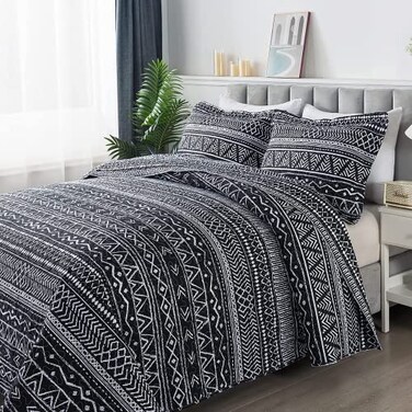 Travan 3Piece Queen Quilt Set Striped Pattern Microfiber Soft Lightweight Bedding Set with Shams for All Season Black Strips Queen Size