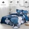 Anibedding 3 Pieces Navy Blue Floral Pattern Quilts Set Queen Size Reversible Microfiber Boho Flowers Pattern Coverlet Bedding Set with 2 Pillowcases All Season Lightweight Quilted Bedspread 96x 90 Na