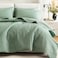 Comfort Spaces Kienna Quilt Set Double Sided Stitching Design Summer Blanket Lightweight Soft All Season Bedding Layer Matching Sham Sage Green Coverlet King 104x90 3 Piece