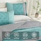 Cottolester Teal Quilt SetBoho Bedspread Queen SizeBlue Sriped Plaid Bedding Set Soft Microfiber Quilt with 2 Pillow Shams 96x90