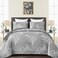 DJY Grey Quilt Set Queen Size Branch Botanical Pattern Bedspread Coverlet Set 3 Pieces Gray Floral Quilt Bedding Set Soft Lightweight Microfiber Reversible Summer Quilt Set