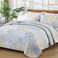 Dobuyly King Size Quilt Set 3 Pieces BlueYellowGrey Patchwork Bedspreads Boho Summer Coverlet Set Soft Lightweight Microfiber Bedding Set for All Seasons 110x90