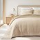 EVERGRACEHOME Cotton Sateen Quilt Set King Size PreWashed Cotton Channel Stitch Coverlet Bedspread 3 Pieces Lightweight Soft Bedding Sets for All Season with 2 Pillow Shams Light Sand