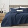 EXQ Home Quilt Set King Size Navy 3 PieceLightweight Soft Coverlet Modern Style Squares Pattern Bedspread Set1 Quilt2 Pillow Shams