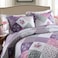 HoneiLife Quilt Set Twin Size 2 Piece Microfiber Quilts Reversible Bedspreads Patchwork Coverlets Floral Bedding Set All Season Quilts with Geometric and Little Rose Print PatternPurple