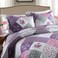 HoneiLife Quilt Set Twin Size 2 Piece Microfiber Quilts Reversible Bedspreads Patchwork Coverlets Floral Bedding Set All Season Quilts with Geometric and Little Rose Print PatternPurple