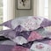 HoneiLife Quilt Set Twin Size 2 Piece Microfiber Quilts Reversible Bedspreads Patchwork Coverlets Floral Bedding Set All Season Quilts with Geometric and Little Rose Print PatternPurple