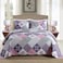 HoneiLife Quilt Set Twin Size 2 Piece Microfiber Quilts Reversible Bedspreads Patchwork Coverlets Floral Bedding Set All Season Quilts with Geometric and Little Rose Print PatternPurple