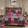 Junsey Rustic Bear Quilts Set FullQueen Size Red Black Plaid Patchwork Bedding Lightweight Lodge Cabin Bedspread Coverlet with Pillowshams Red Black Gray FullQueen