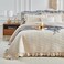 UOZZI BEDDING Oversized Ruffled Quilt Set 100 108in King Size Solid Shabby Chic Farmhouse Ruffles 3PC Quilted Bedding Rustic Coverlet Sets Lightweight Fluffy Summer Bedspread with Shams for Women Men