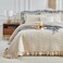 UOZZI BEDDING Oversized Ruffled Quilt Set 100 108in King Size Solid Shabby Chic Farmhouse Ruffles 3PC Quilted Bedding Rustic Coverlet Sets Lightweight Fluffy Summer Bedspread with Shams for Women Men
