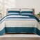 Whale Flotilla Full Queen Size Quilt Set Reversible Navy Blue Quilts Queen Size with 2 Pillow Shams Lightweight Boho Striped Bedspreads Coverlet Bedding Set for All Seasons