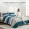 Whale Flotilla Full Queen Size Quilt Set Reversible Navy Blue Quilts Queen Size with 2 Pillow Shams Lightweight Boho Striped Bedspreads Coverlet Bedding Set for All Seasons