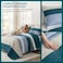 Whale Flotilla Full Queen Size Quilt Set Reversible Navy Blue Quilts Queen Size with 2 Pillow Shams Lightweight Boho Striped Bedspreads Coverlet Bedding Set for All Seasons