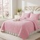 Whale Flotilla Soft Twin Quilt Bedding Set for All Seasons Elegant Vintage Damask Ultrasonic Quilts Set Lightweight Reversible Bedspread Coverlet Bed Cover with 1 Pillow Sham Pink