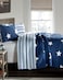 Lush Decor Star Quilt Reversible 2 Piece Pattern Striped Bedding Set with Pillow Sham FullQueen Navy