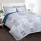 Lush Decor Monique 3 Piece Reversible Print Pattern Blue Quilt Set Full Queen