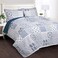 Lush Decor Monique 3 Piece Reversible Print Pattern Blue Quilt Set Full Queen