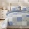 SLPR Sweet Dreams Cotton Quilt Set Queen Size with 2 Shams Pieced Patchwork Bedding in Blue and Gray Country Style Farmhouse Quilted Bedspread