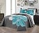 Grand Linen DDECOR 3Piece Fine Printed Oversize 100 X 95 Quilt Set Reversible Bedspread Coverlet Queen Size Bed Cover Aqua Blue Grey White Floral