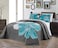 Grand Linen DDECOR 3Piece Fine Printed Oversize 100 X 95 Quilt Set Reversible Bedspread Coverlet Queen Size Bed Cover Aqua Blue Grey White Floral