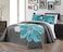 Grand Linen DDECOR 3Piece Fine Printed Oversize 100 X 95 Quilt Set Reversible Bedspread Coverlet Queen Size Bed Cover Aqua Blue Grey White Floral