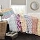 Lush Decor Bohemian Stripe Reversible Cotton Quilt Set 3 Piece Set Full Queen Fuchsia Orange Striped Bedding Set Purple Quilts Queen Size Boho Decor