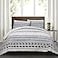 Lush Decor Hygge Geo Pattern Striped 3 Piece Quilt Bedding Set King Navy White