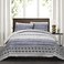 Lush Decor Hygge Geo Pattern Striped 3 Piece Quilt Bedding Set King Navy White