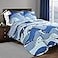 Lush Decor 16T003162 Blue Shark Allover Quilt Fish Ocean Wave Reversible 3 Piece Bedding SetFull Queen