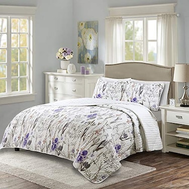 Lush Decor Adalia 3Piece PurpleGray Quilt Set King