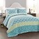 Lush Decor Bohemian Stripe Reversible Cotton Quilt Set 3 Piece Set King Blue Green Striped Bedding Set Blue Quilt King Size Boho Decor