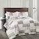 Lush Decor Greenville Reversible Cotton Quilt Queen Size 3 Piece Set FullQueen Taupe Cozy Cotton Bedding Set Queen Quilt Patchwork Quilts Farmhouse